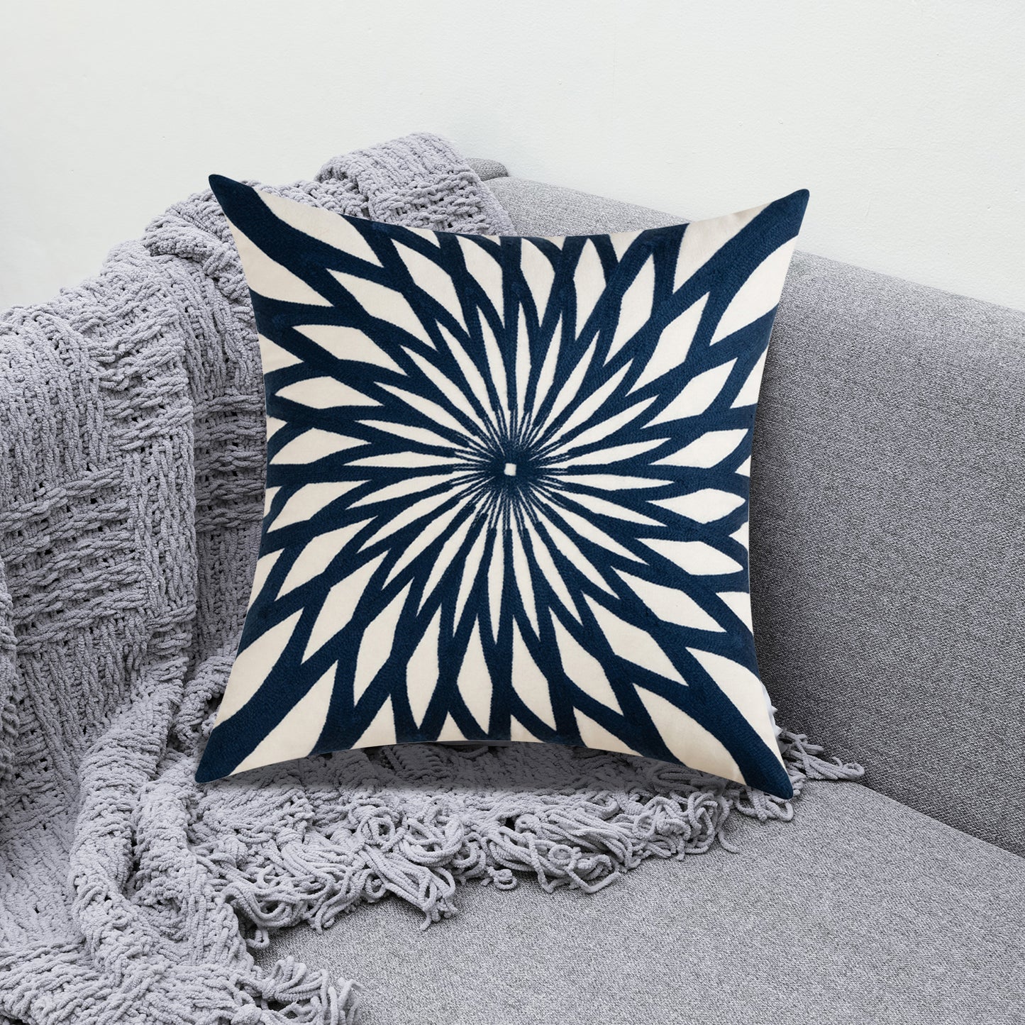 Chinese Embroidery | Square Pillow Covers | Decorative Cushion | Hidden Zipper Pack of 2 45 x 45