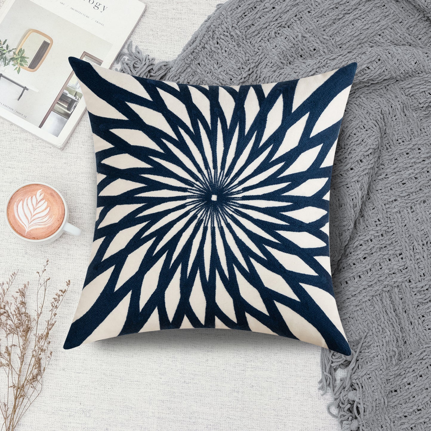 Chinese Embroidery | Square Pillow Covers | Decorative Cushion | Hidden Zipper Pack of 2 45 x 45