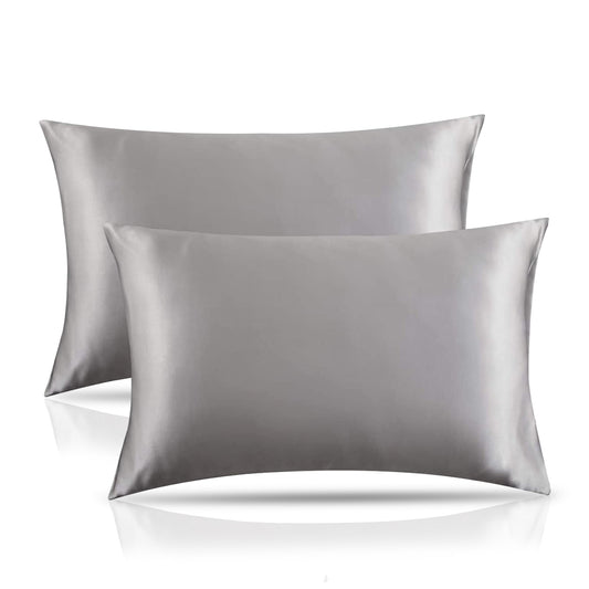 Silver Pillow Cases | Satin Silk Fabric Pillow Cover | Satin Pillowcase For Hair and Skin | Throw Pillow Covers | For Her Gift Set | 50 x 75 BY AREZY