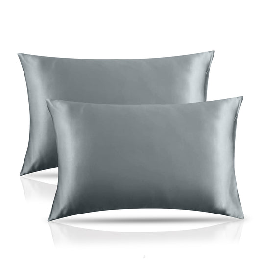 Grey Pillow Cases | Satin Silk Fabric Pillow Cover | Satin Pillowcase For Hair and Skin | Throw Pillow Covers | For Her Gift Set | 50 x 75