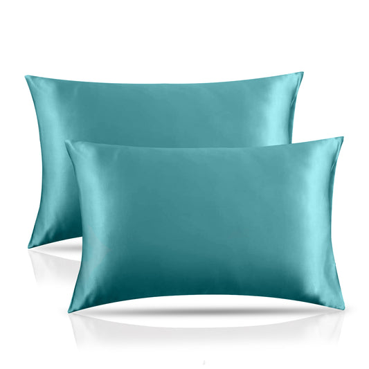 Turquoise Pillow Cases | Satin Silk Fabric Pillow Cover | Satin Pillowcase For Hair and Skin | Throw Pillow Covers | For Her Gift Set | 50 x 75 BY AREZY