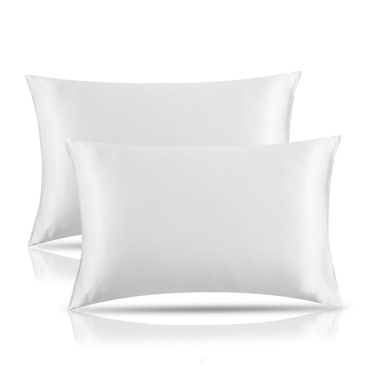 White Pillow Cases | Satin Silk Fabric Pillow Cover | Satin Pillowcase For Hair and Skin | Throw Pillow Covers | For Her Gift Set | 50 x 75 BY AREZY