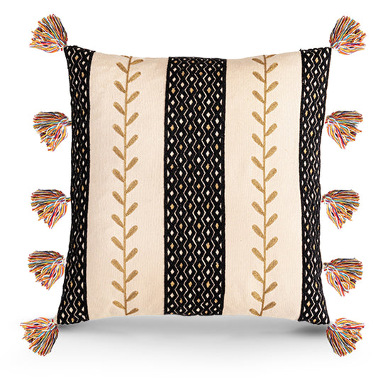 Boho Style Pillow Covers | Boho Cushion | with Tassel Cushion Covers | Embroidered Tufted Cushion | Boho Style 12 for  Boho Bedroom & Boho Living Room