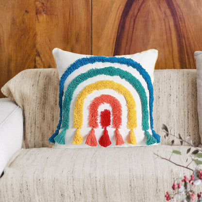 Boho Style Pillow Covers | Boho Cushion | with Tassel Cushion Covers | Embroidered Tufted Cushion | Boho Style 5 for  Boho Bedroom & Boho Living Room